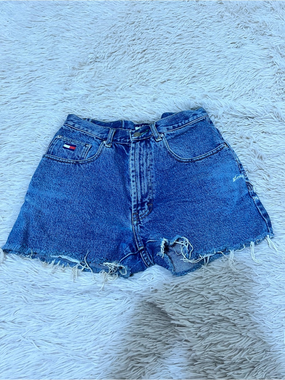 Tommy Hilfiger Distressed Blue Denim Cutoff Shorts